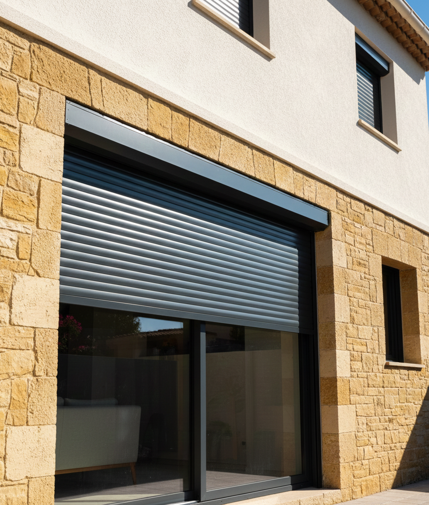 Volet roulant électrique motorisation SOMFY en alu noir RAL 9005 Marseille 13009 par Grand Sud Habitat