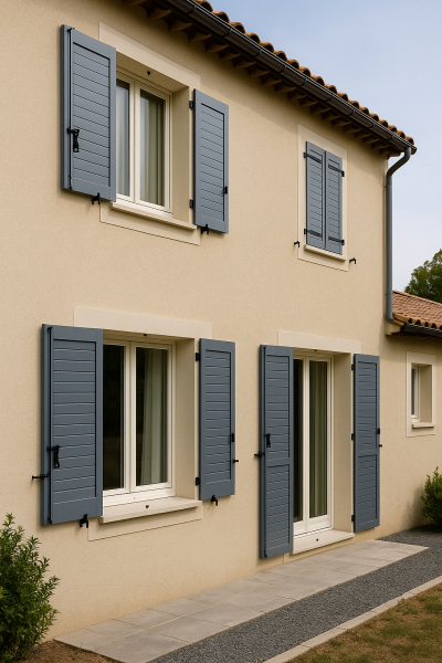 Volets battants en aluminium RAL 7035 à Aubagne.